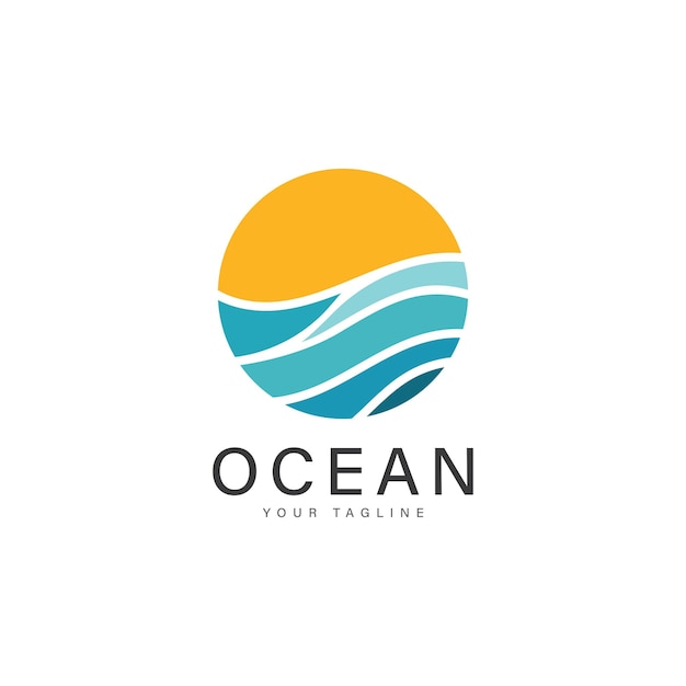 Vector de diseño del logotipo de las olas oceánicas