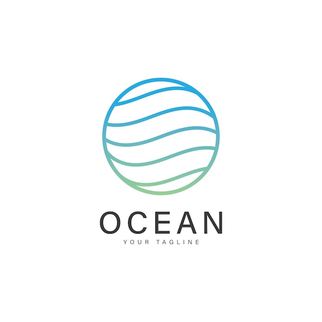 Vector de diseño del logotipo de las olas oceánicas