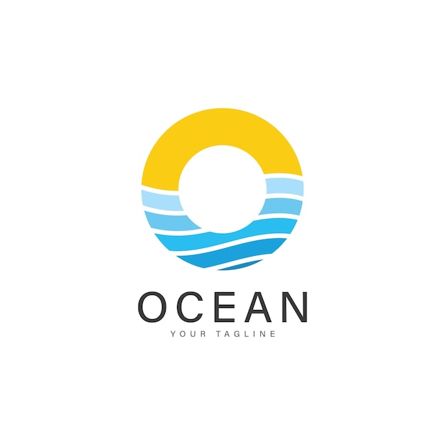Vector de diseño del logotipo de las olas oceánicas