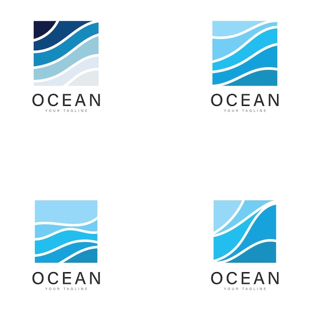 Vector de diseño del logotipo de las olas oceánicas