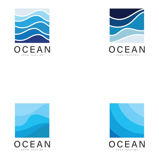 Vector de diseño del logotipo de las olas oceánicas