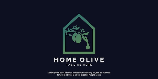 Vector de diseño de logotipo de oliva con concepto abstracto creativo Vector Premium