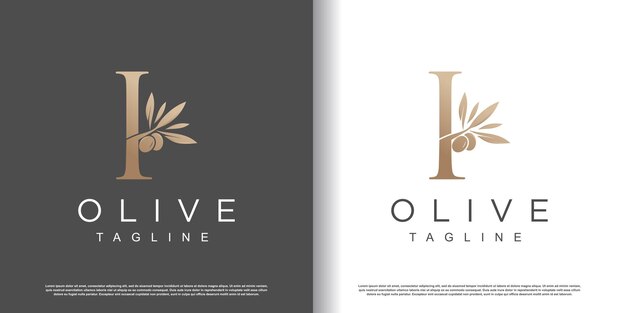 Vector de diseño del logotipo Olive con la letra inicial I y el concepto moderno Premium Vector