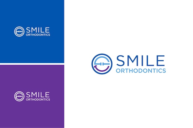 vector de diseño de logotipo de ortodoncia dental de sonrisa