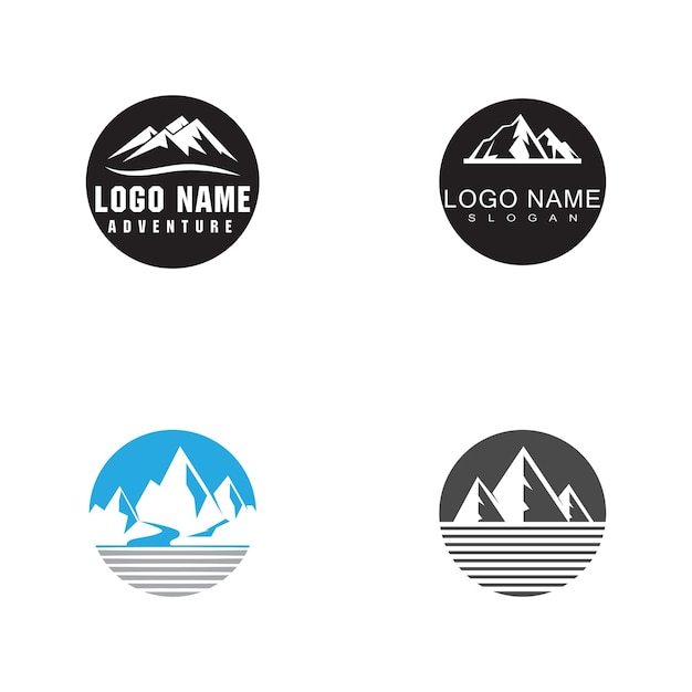 Vector de diseño de logotipo de paisaje de montaña moderno simple, silueta de pico de montaje superior de hielo rocoso