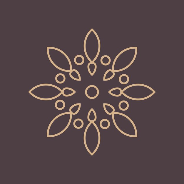 Vector de diseño de logotipo de patrón de hoja de flor de mandala dorado