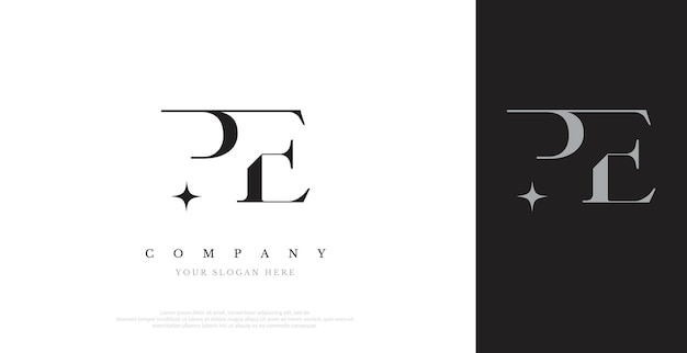 Vector de diseño de logotipo PE inicial