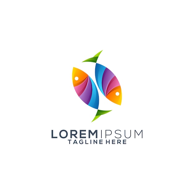 Vector de diseño de logotipo de peces coloridos
