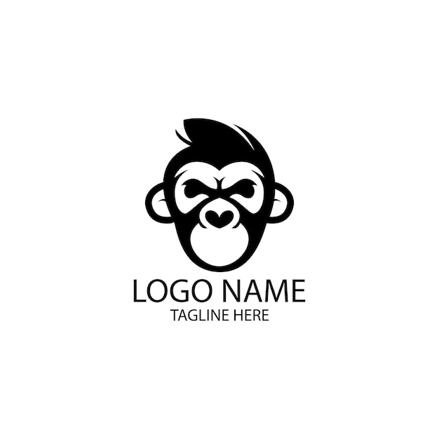 Vector de diseño de logotipo de personaje de cara de mono