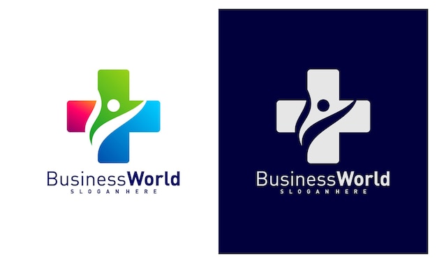 Vector de diseño de logotipo de personas de atención médica Plantilla de diseño de logotipo médico colorido Símbolo de icono
