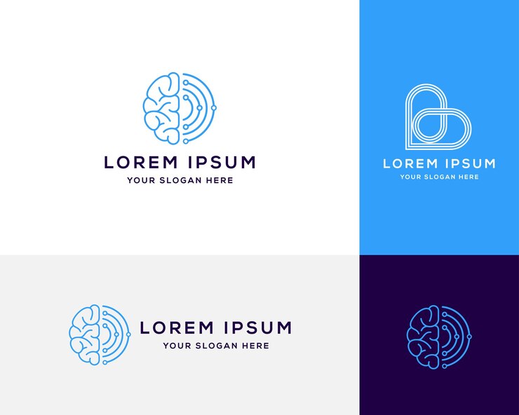 Vector de diseño de logotipo Premium de tecnología de cerebro creativo