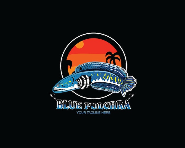 Vector de diseño de logotipo de pulchra azul de channa
