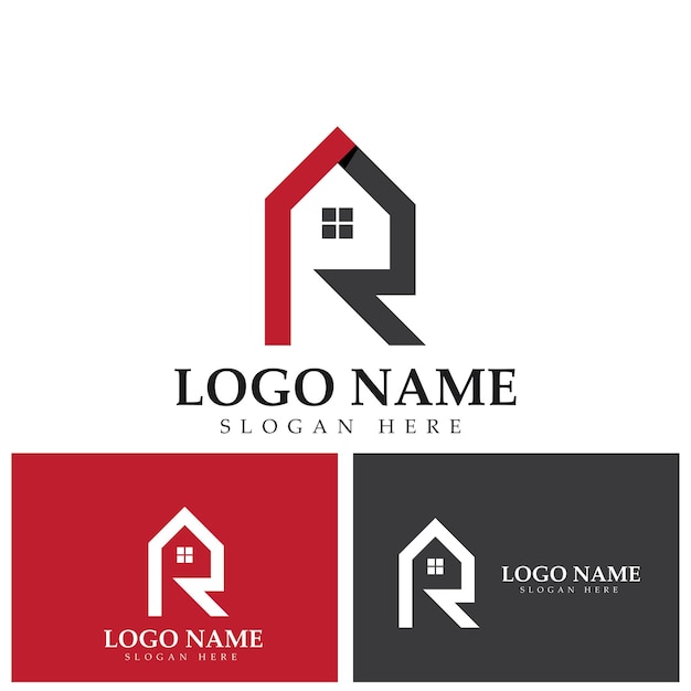 Vector de diseño de logotipo R para construcción hogar bienes raíces edificio propiedad creativo elegante monograma premium negocio inicio logotipo icono