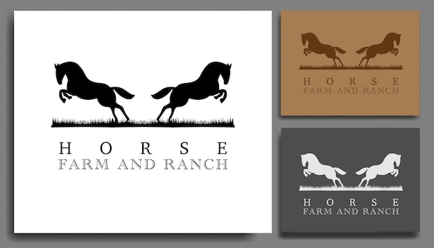 Vector vector de diseño de logotipo de rancho de granja de campo occidental de campo rústico retro vintage de silueta de caballo