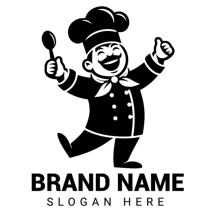Vector vector de diseño del logotipo del restaurante happy chef