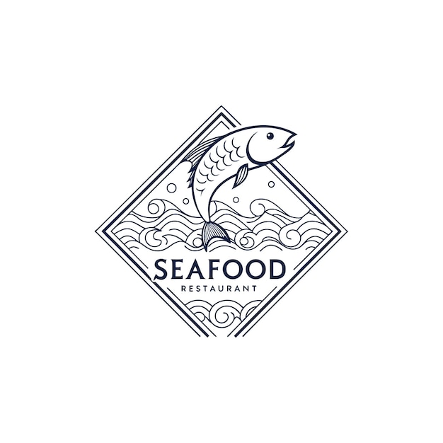 Vector de diseño del logotipo de un restaurante de mariscos