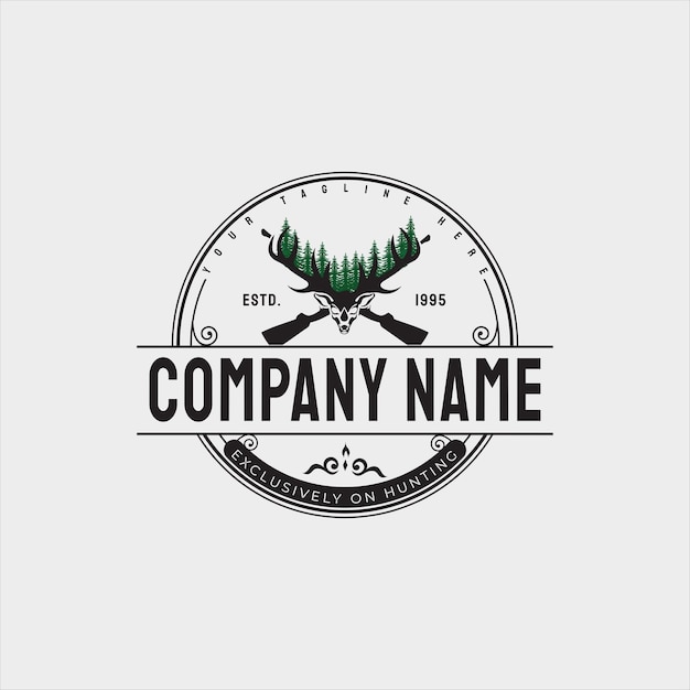 Vector de diseño de logotipo retro de caza