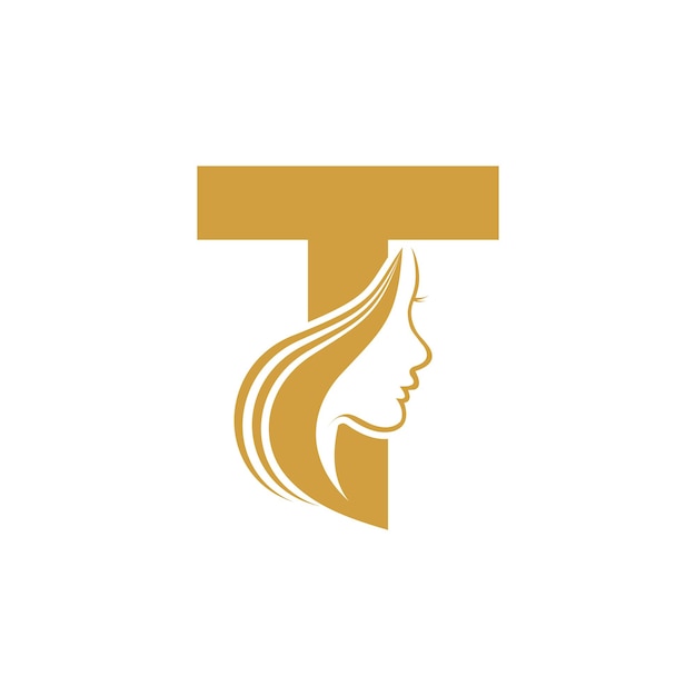 Vector de diseño de logotipo de rostro de belleza con concepto de letra