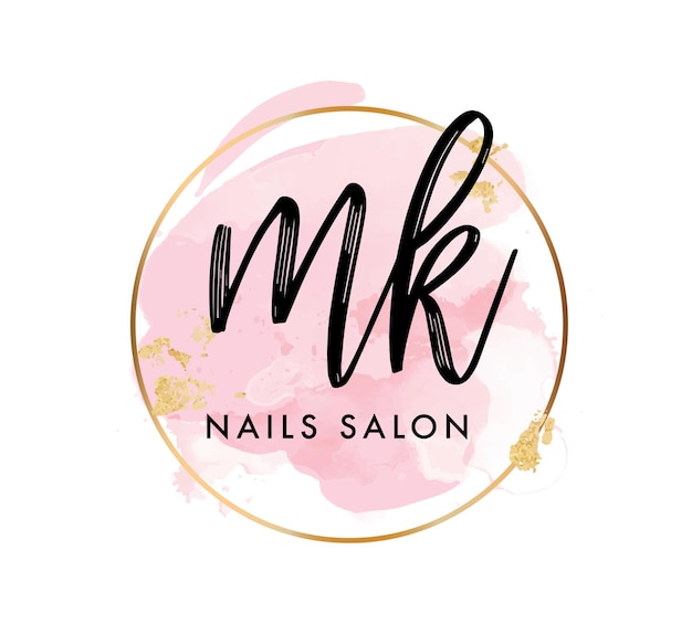 vector de diseño de logotipo de salón de uñas mk