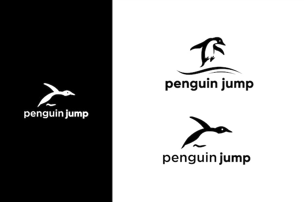 vector de diseño de logotipo de salto de pingüino negro creativo