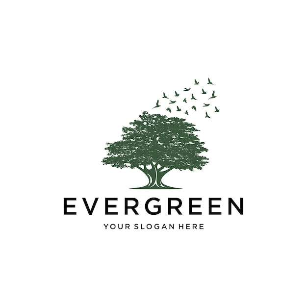 Vector de diseño de logotipo de silueta de árbol