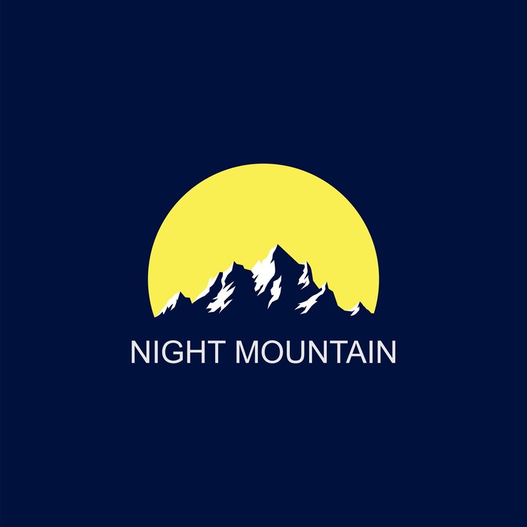 Vector de diseño de logotipo de silueta de montaña nocturna