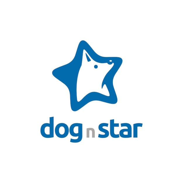 Vector de diseño de logotipo de Star White Dog Wolf Fox Hound Head
