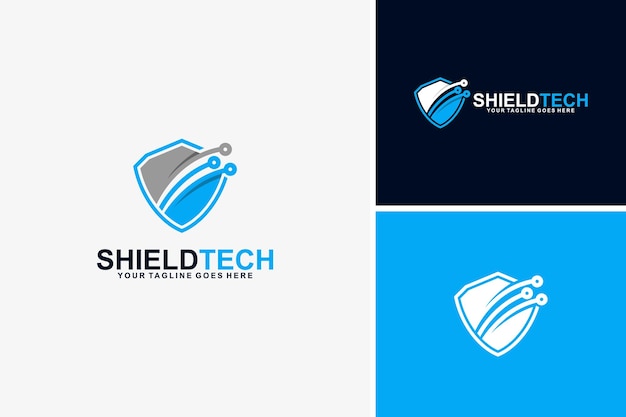 Vector de diseño de logotipo de tecnología de escudo plantilla de diseño de Logotipo de tecnología