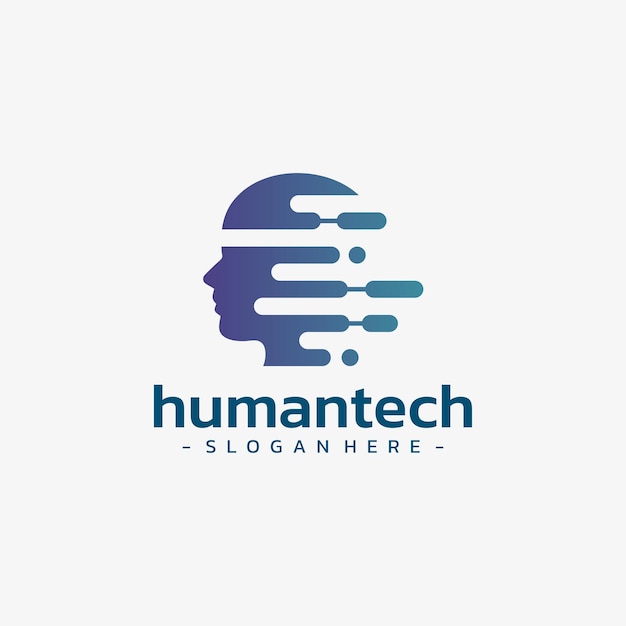 Vector de diseño de logotipo de tecnología humana plantilla de símbolo de personas inteligentes