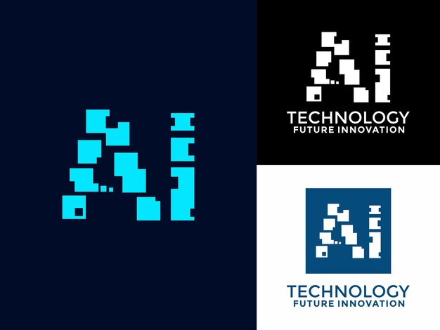 Vector de diseño de logotipo de tecnología de IA de la letra inicial Tecnología digital y plantilla vectorial del logotipo de la carta inicial