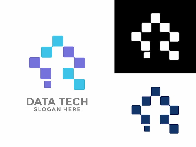 Vector de diseño de logotipo de la tecnología de la letra T inicial Datos de tecnología digital y plantilla de vector de la letra inicial del logotipo
