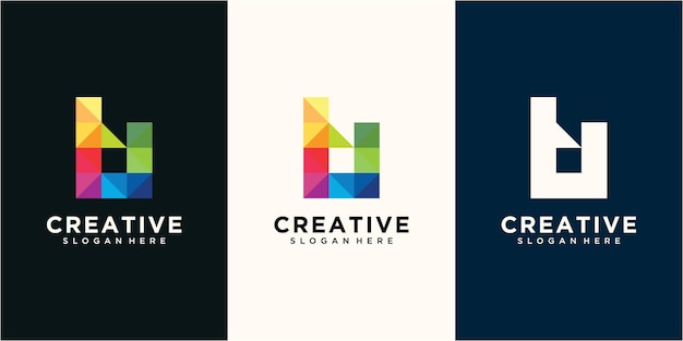 Vector de diseño de logotipo de tecnología moderna letra B con concepto cuadrado y colorido.