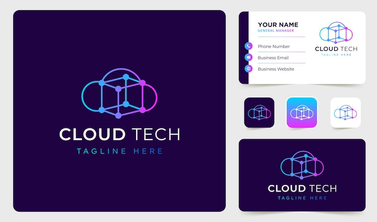 Vector vector de diseño de logotipo de tecnología en la nube