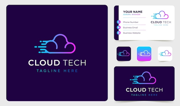 Vector de diseño de logotipo de tecnología en la nube