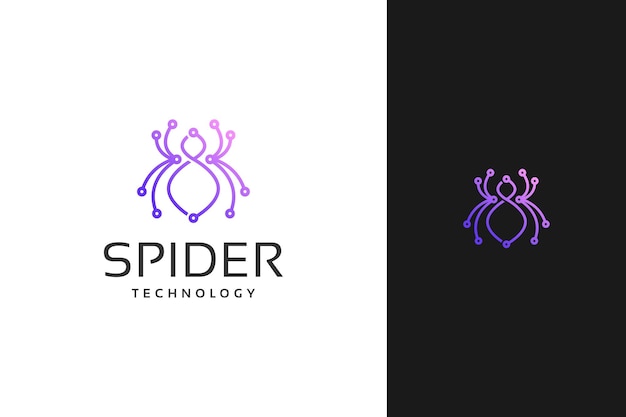 Vector de diseño de logotipo de tecnología de tecnología de araña mínima