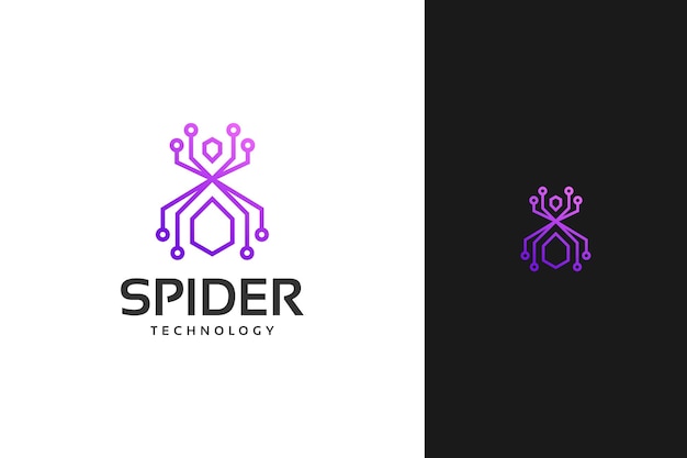 Vector de diseño de logotipo de tecnología de tecnología de araña mínima