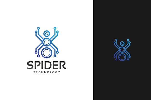 Vector de diseño de logotipo de tecnología de tecnología de araña mínima