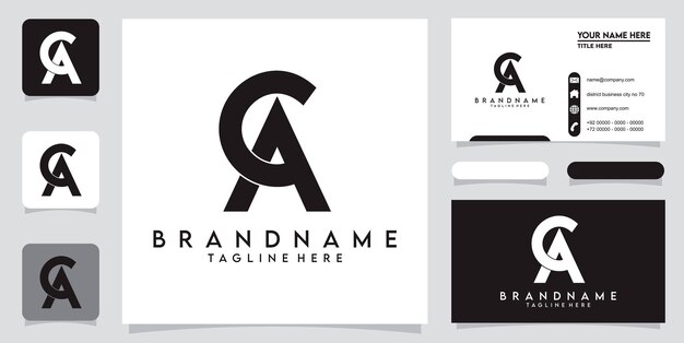 Vector de diseño de logotipo de tipografía ca o ac de letra inicial con vector premium de diseño de tarjeta de visita