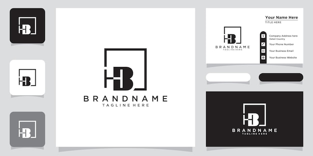 Vector de diseño de logotipo de tipografía Initial Letter HB con diseño de tarjeta de visita Vector Premium