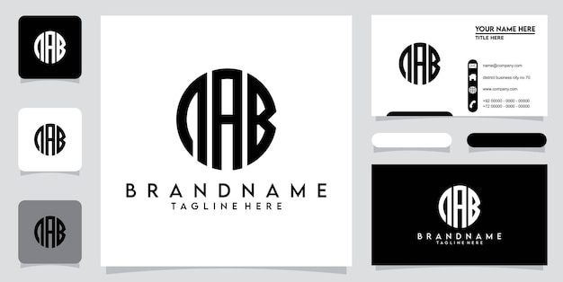 Vector de diseño de logotipo de tipografía de letra inicial aab o baa con diseño de tarjeta de visita premium