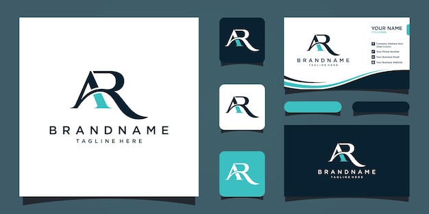 Vector de diseño de logotipo de tipografía de letra inicial AR con diseño de tarjeta de visita Vector Premium