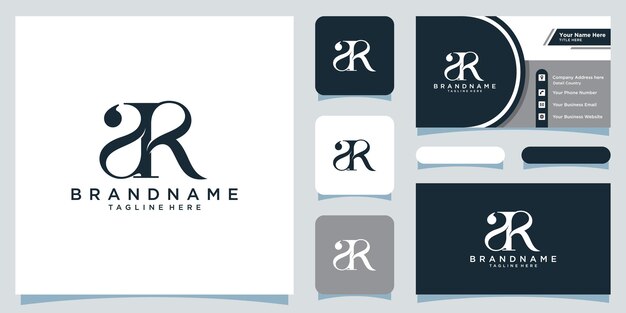 Vector de diseño de logotipo de tipografía de letra inicial AR con diseño de tarjeta de visita Vector Premium