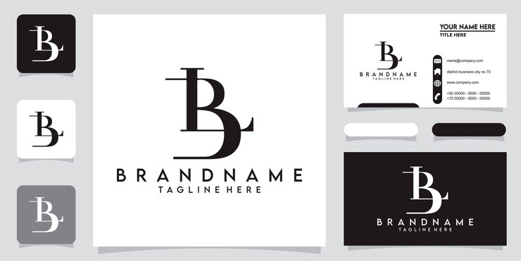 Vector de diseño de logotipo de tipografía de letra inicial bl o lb con vector premium de diseño de tarjeta de visita