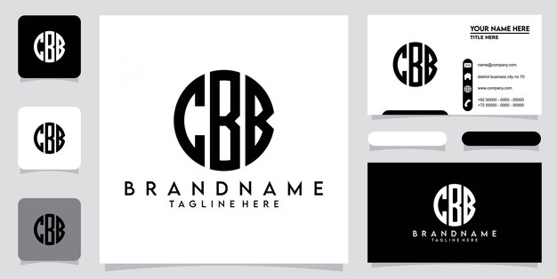 Vector de diseño de logotipo de tipografía de letra inicial cbb o bbc con diseño de tarjeta de visita premium