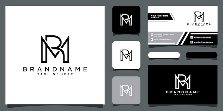 Vector vector de diseño de logotipo de tipografía de letra inicial mr con diseño de tarjeta de visita vector premium