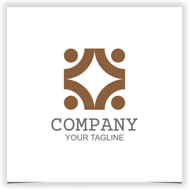 Vector de diseño de logotipo de trabajo en equipo de la comunidad poeple