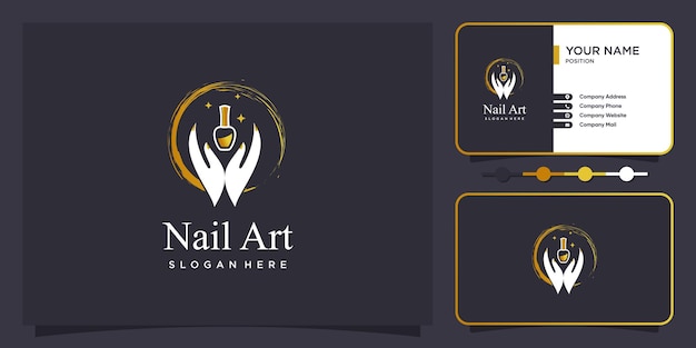 Vector de diseño de logotipo de uñas de belleza con estilo único creativo Vector Premium