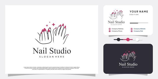 Vector de diseño de logotipo de uñas de belleza con estilo único creativo Vector Premium