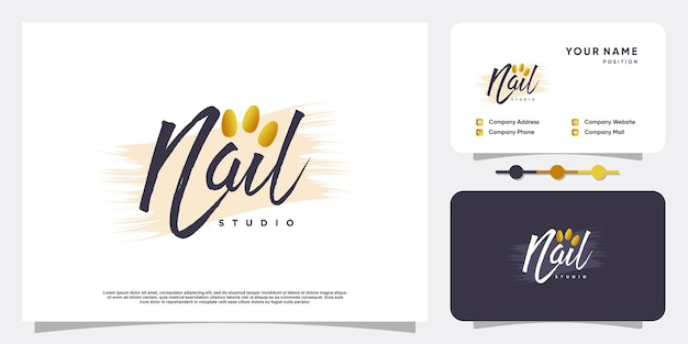 Vector de diseño de logotipo de uñas de belleza con estilo único creativo Vector Premium
