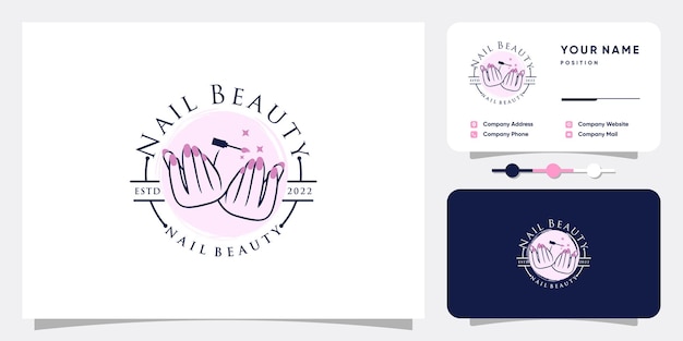 Vector de diseño de logotipo de uñas de belleza con estilo único creativo Vector Premium